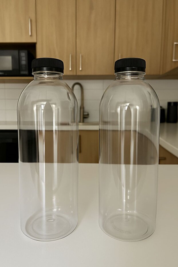 2 Adet 1000ml Sızdırmaz Kapaklı Şeffaf Pilastik Süt Ayran Limonata Meşrubat İçecek Şişesi - 4
