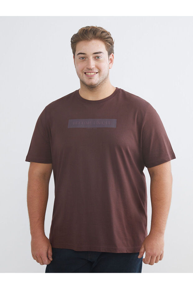 Plus Size Crew Neck Printed Men's T-Shirt