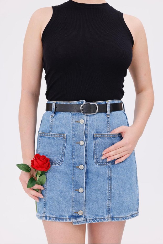 Silver Buckle Belted Women's Belt Trouser Belt Shirt Belt Coat Belt