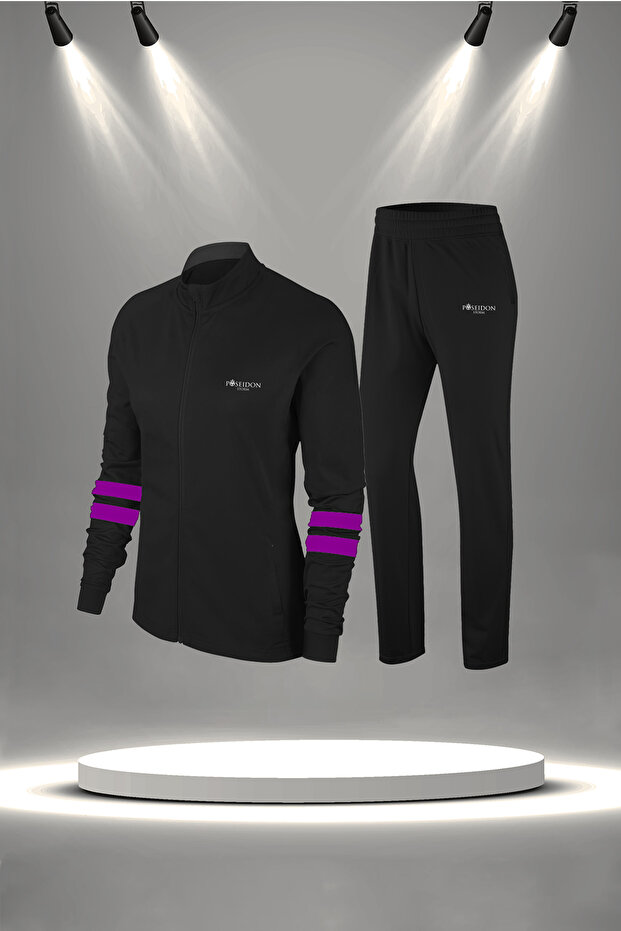 Plus Size Women's Black New Supra Combed Cotton Training Tracksuit Set (4Xl-10Xl)