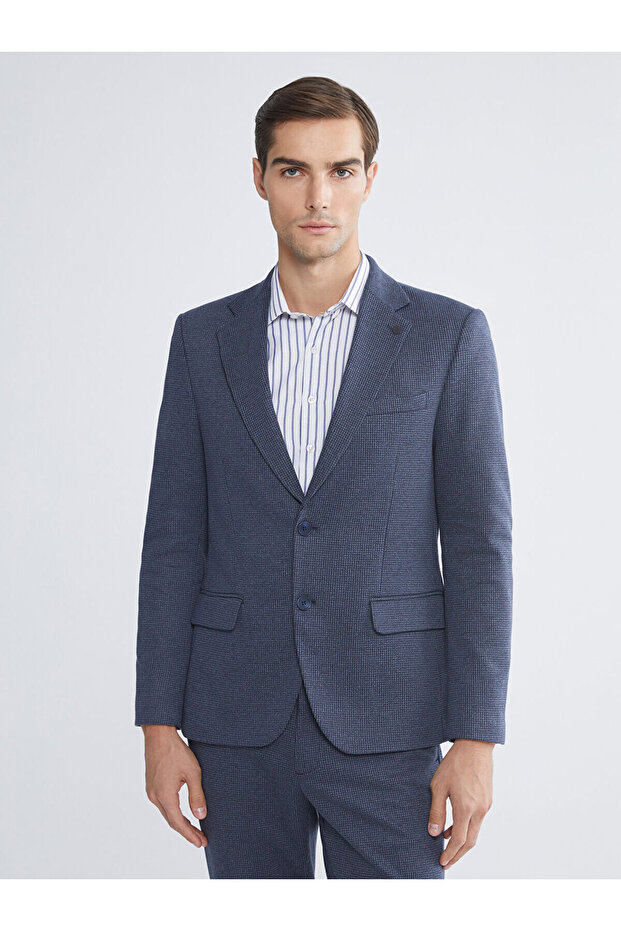 Navy Blue Slim Fit Men's Suit Jacket