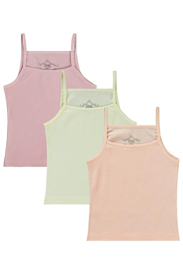 Civil Girls' Ribbed Striped 3-Piece Undershirt Set | Ribana | School Nursery and Daily Use