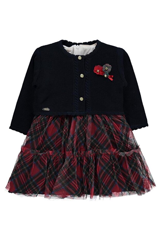 Floral Embroidered Dress for Ages 2-5 - Navy Blue 3-4 Years