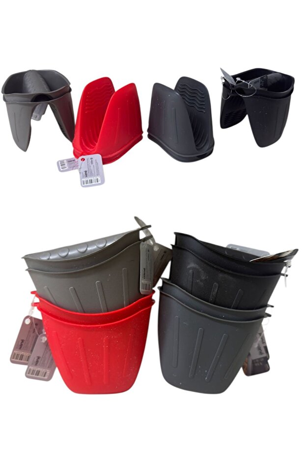2-Piece Silicone Oven Mitt Heat Insulated Non-Slip Microwave Oven Pot Tray Holder Mixed Color