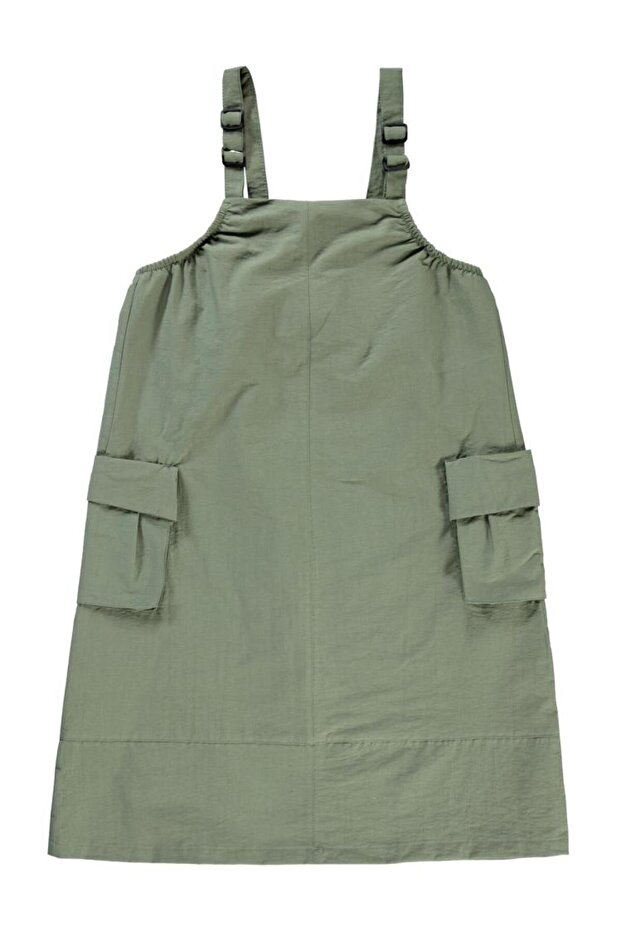 Strap Bellows Pocket Dress for Ages 10-13 - Khaki 10-11 Years Old