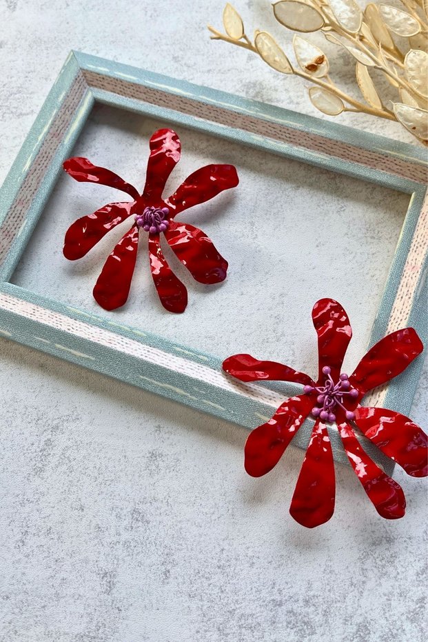 Red Wild Flower Earrings I Mev'Art Collection