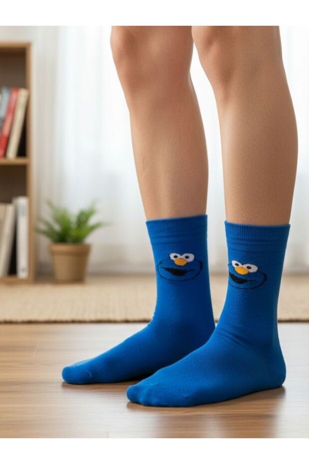 Blue Cookie Monster Design Socket Socks