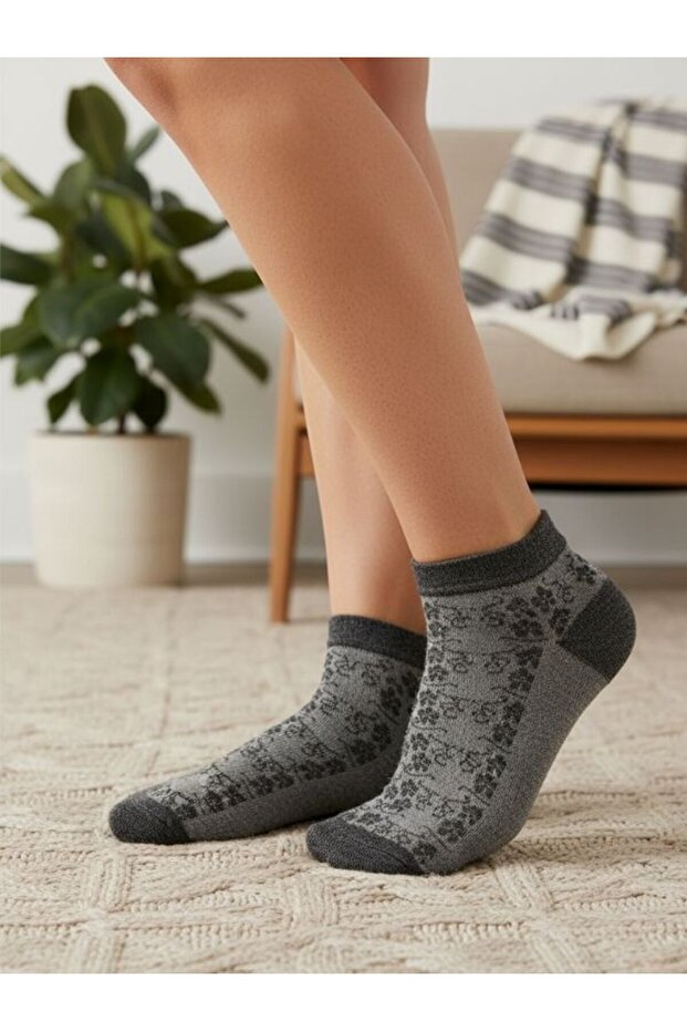 Embossed Ivy Motif Bamboo Women's Booties Socks