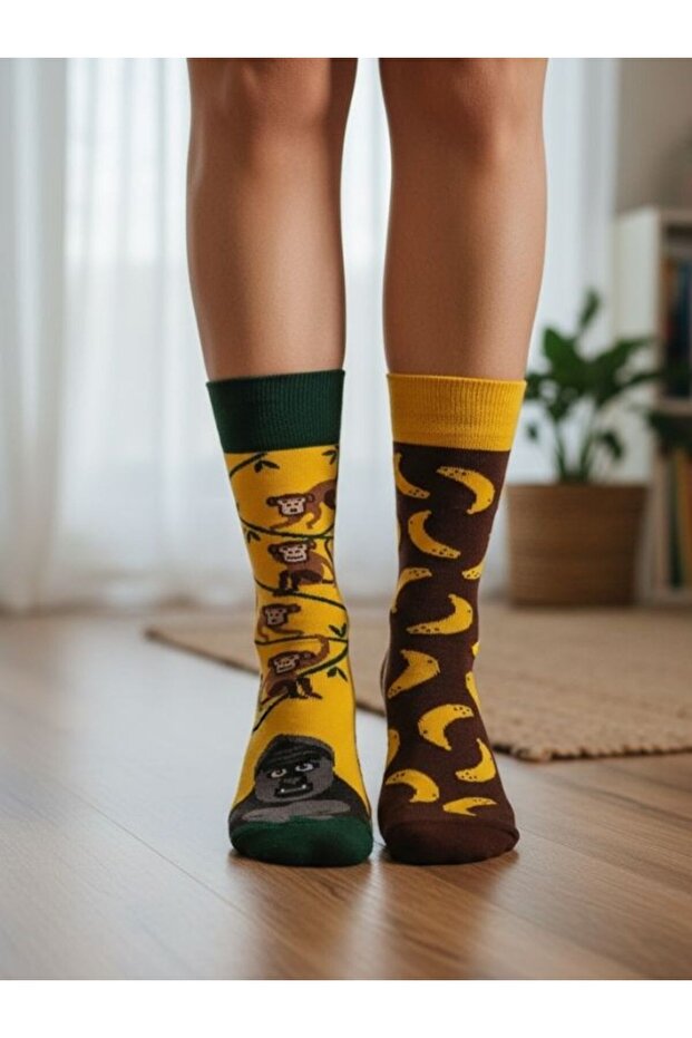 جوارب بنمط قرد على اليمين واليسار - 1