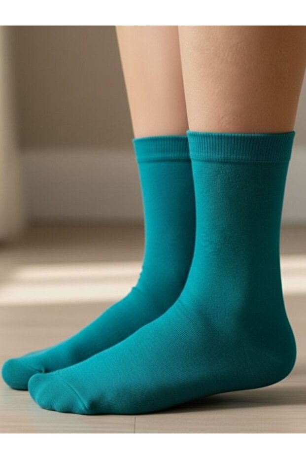 Mint Green Plain Patternless Socket Socks - 1