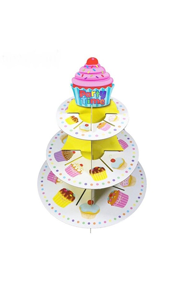 Stand 3 Katlı Karton Cupcake Temalı - 1