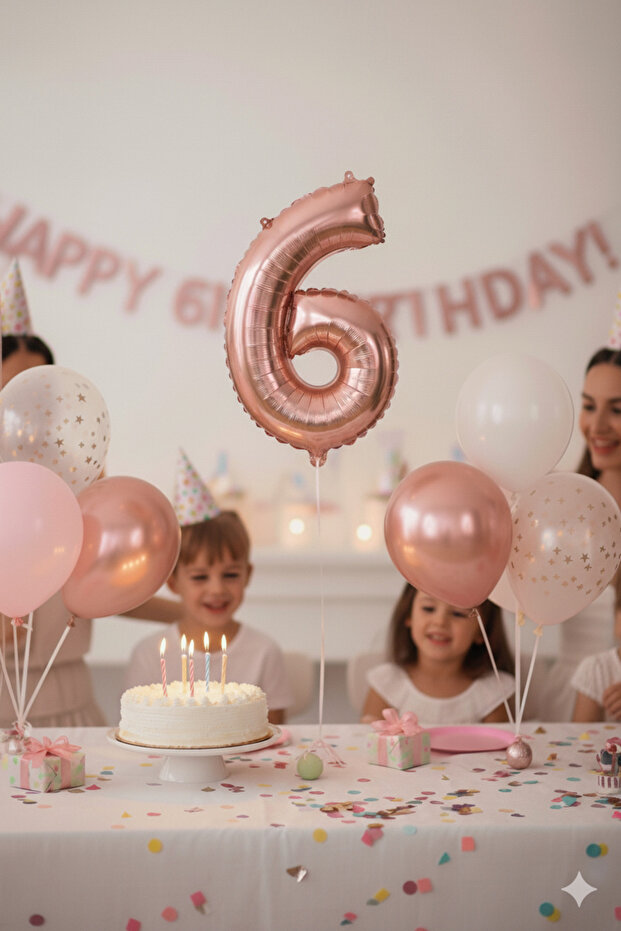 36 - 40 cm Foil Balloon Rose Gold 6 Numbers