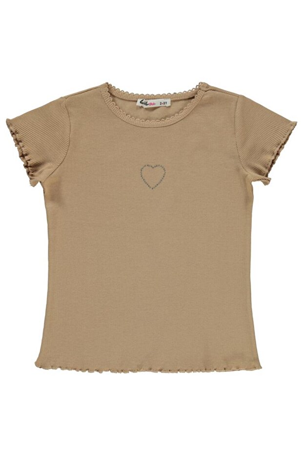 Heart Printed 2-5 Years Old T-Shirt - Beige 2-3 Years Old