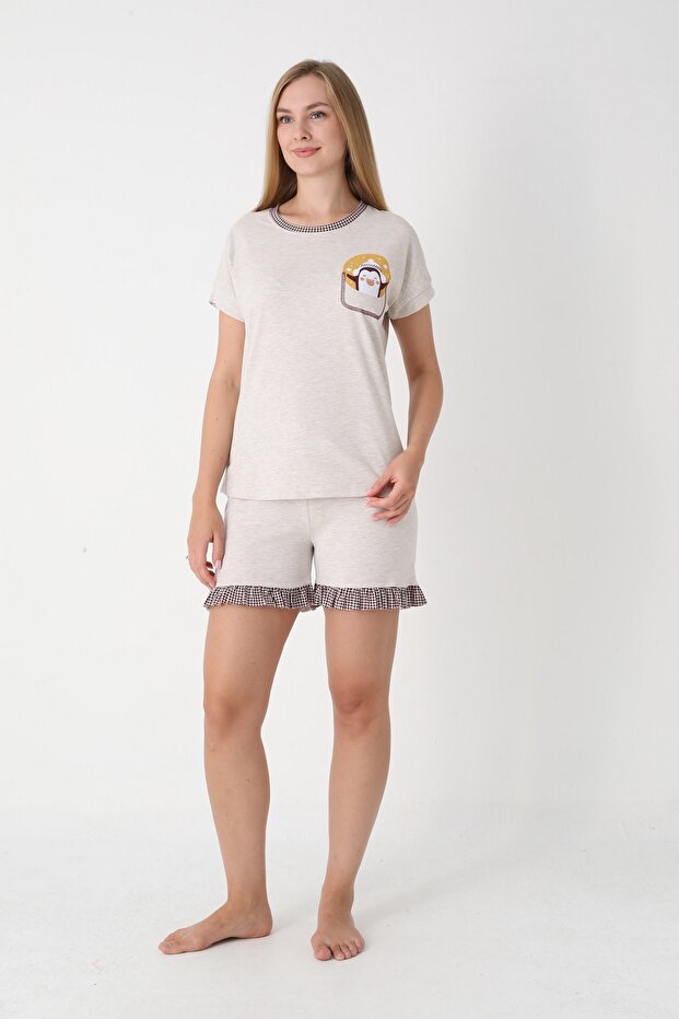 13218 Baskılı Şort Takım - 1