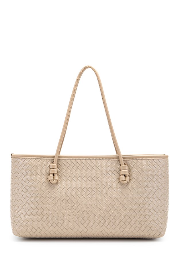 Knitted Detailed Faux Leather Dora Women's Shoulder Bag Cream
