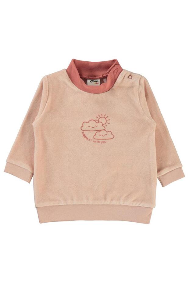Cloud Printed High-Neck Sweatshirt for 6-18 Months - Powder