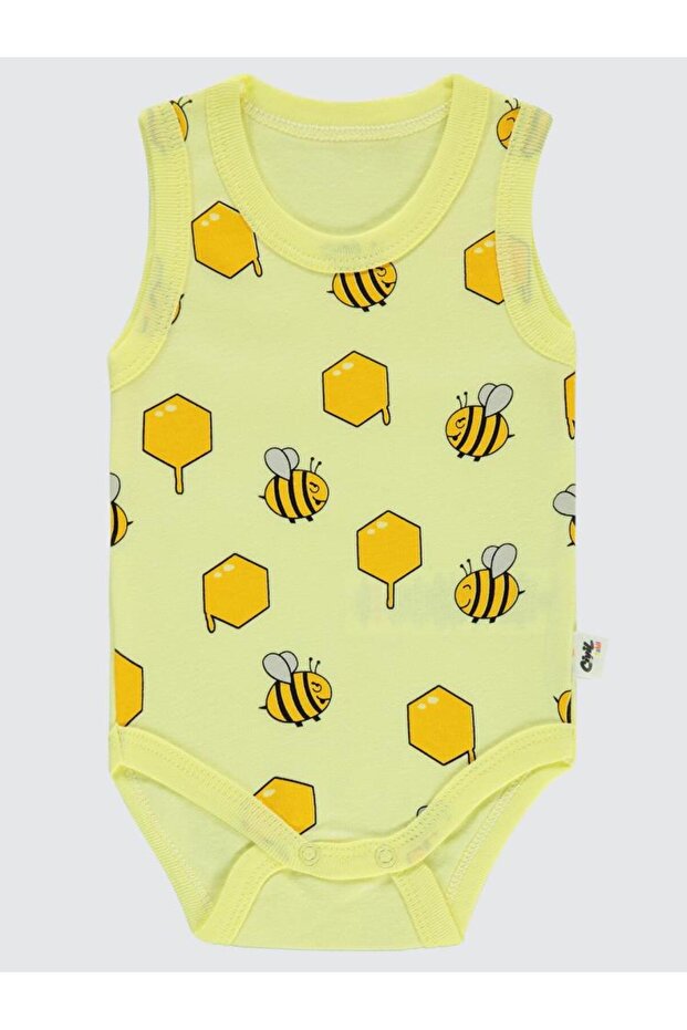 Bee Empirme Printed Sfr.Kol1-36 Month Snap Fastener Badi - Yellow
