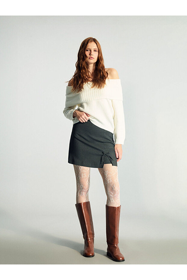 Two Mt Shop Quality Xside Anthracite Polyviscon Plain Mini Women's Shorts Skirt