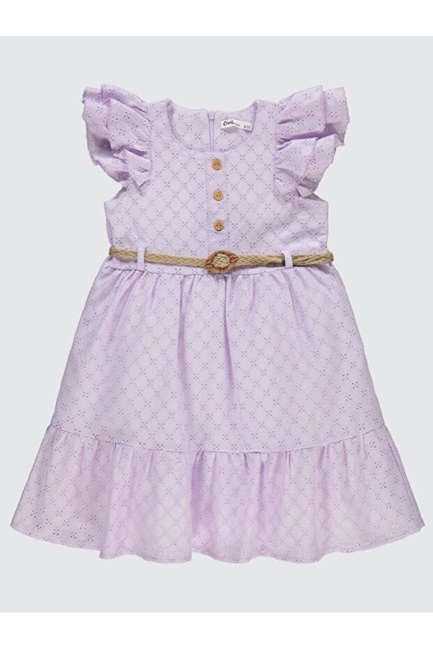 Lace Ruffle Sleeves 6-9 Years Old Dress - Lilac 9-10 Years Old