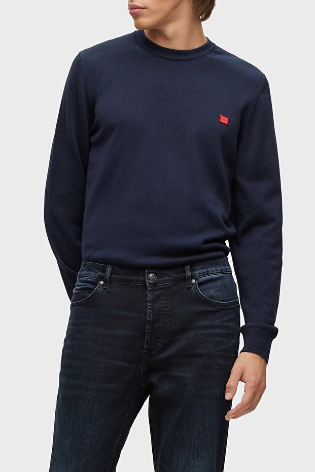 Logolu Bisiklet Yaka Regular Fit % 100 Pamuk Kazak Erkek Kazak 50475083 410 - 1