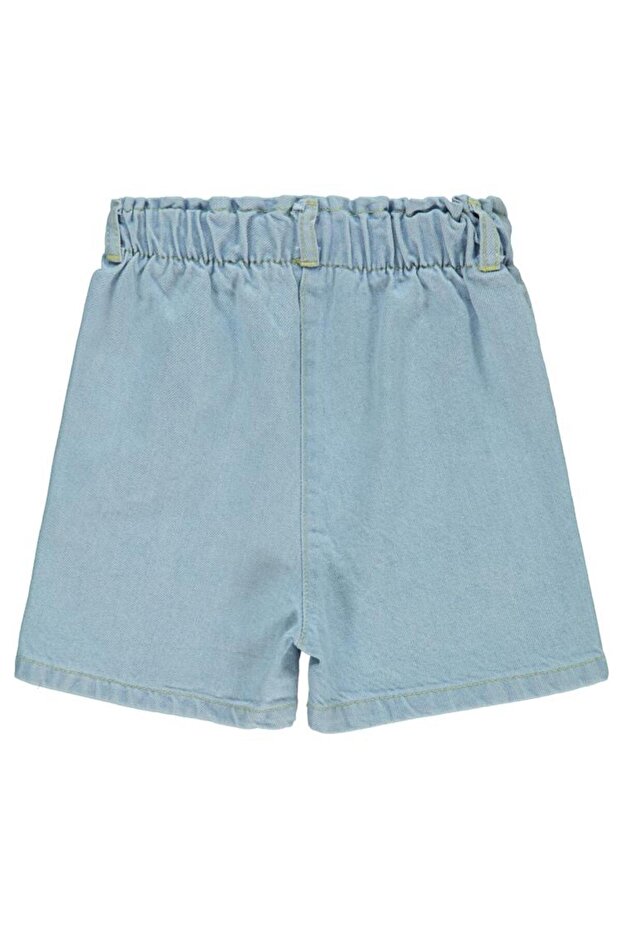 Renkli Çiçek Nakışlı 6-9 Yaş Şort - Mavi 9-10 Yaş - 1