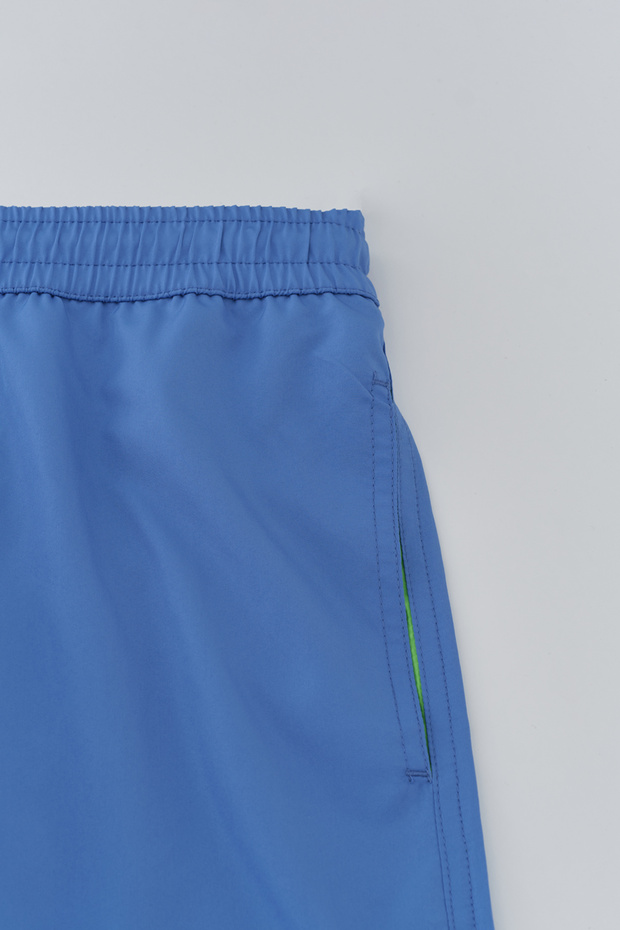 Mavi - Mint Yesili Micro Orta Düz Deniz Şortu - 7