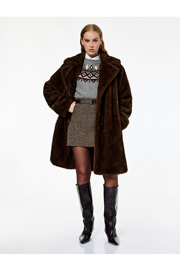 A-Line Slim Fit Mini Winter Skirt with Pockets