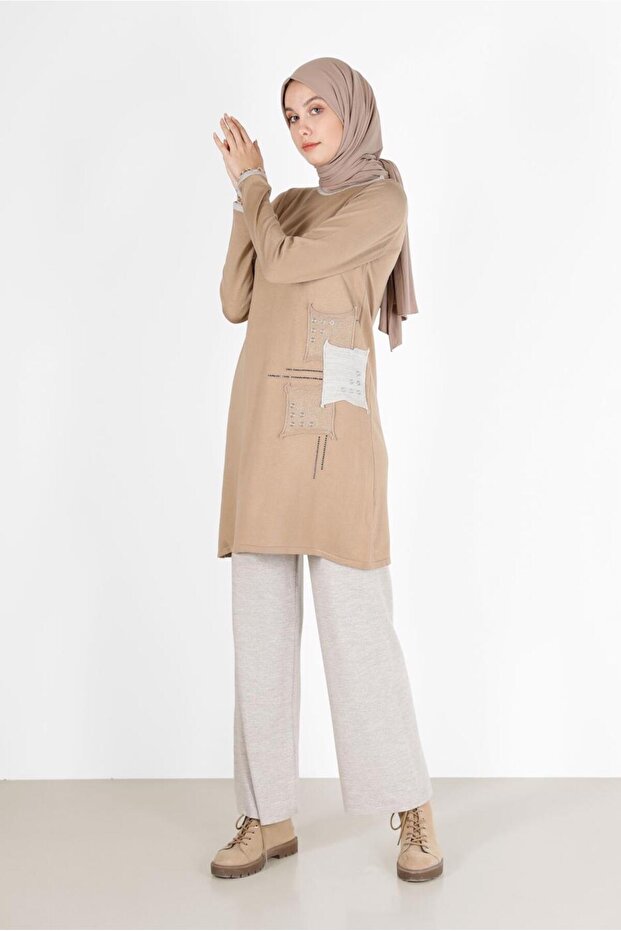 YAMA DETAYLI TRİKO TUNİK 42033 - 2