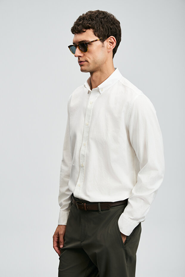 Danıel Erkek Basic Gömlek Regular Fit Beyaz - 4