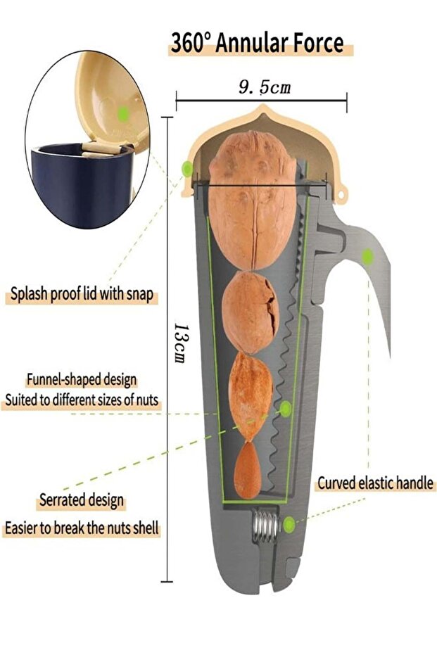 Multi Functional Nut Peeler With Splash Proof And Labor Saving Functions Metal Fracture Tool Heavy D - 3
