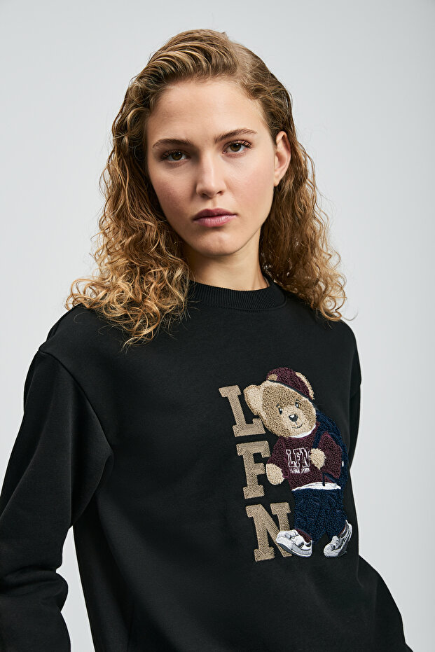 Dıamond Kadın Örme Sweatshırt Siyah - 5