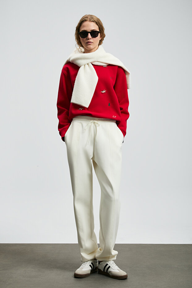 Merry Kadın Örme Sweatshırt Kırmızı - 2