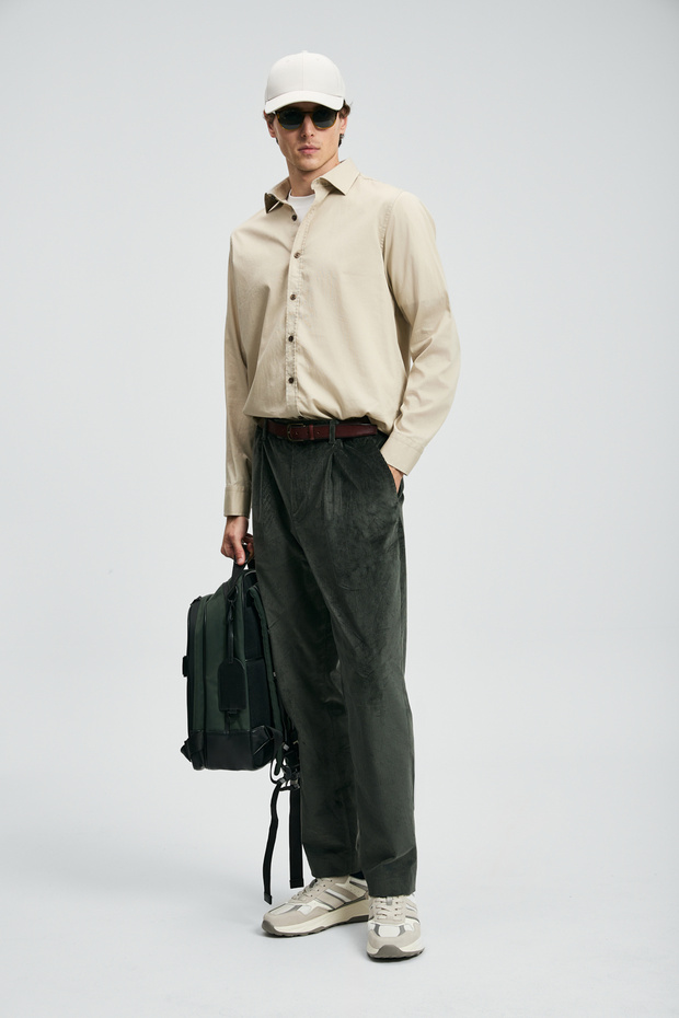 Ferla Erkek Basic Gömlek Regular Fit Bej - 5