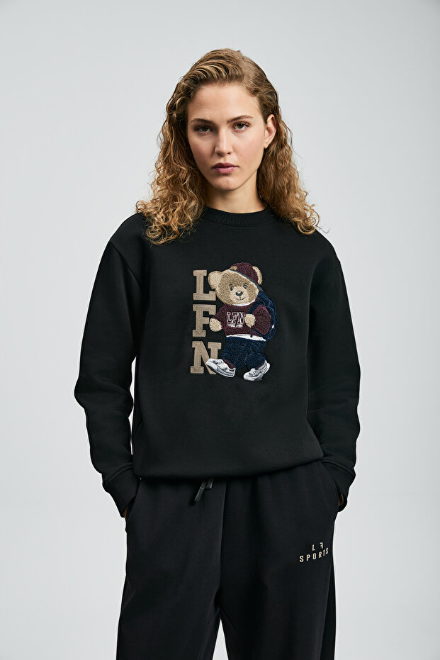 Dıamond Kadın Örme Sweatshırt Siyah - 1