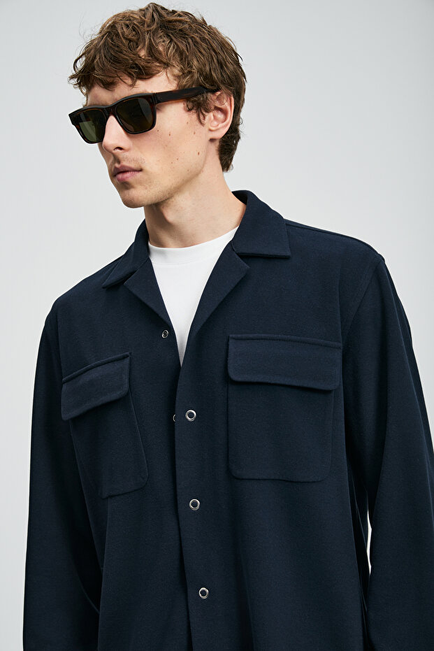 Ador Erkek Basic Gömlek Regular Fit Lacivert - 4