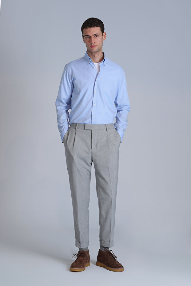 Jakob Erkek Basic Gömlek Slim Fit Mavi - 4