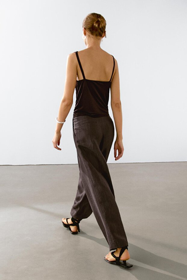 Linen blend fluid dart trousers - 4