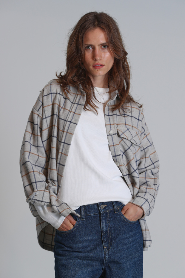 Nelson Kadın Gömlek Regular Fit Gri - 5