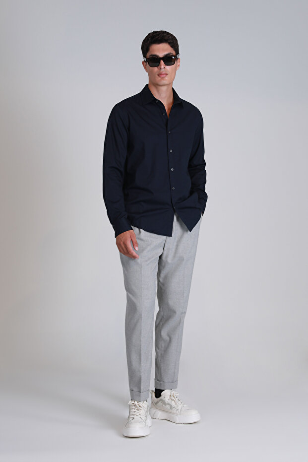 Ferla Erkek Basic Gömlek Slim Fit Lacivert - 2