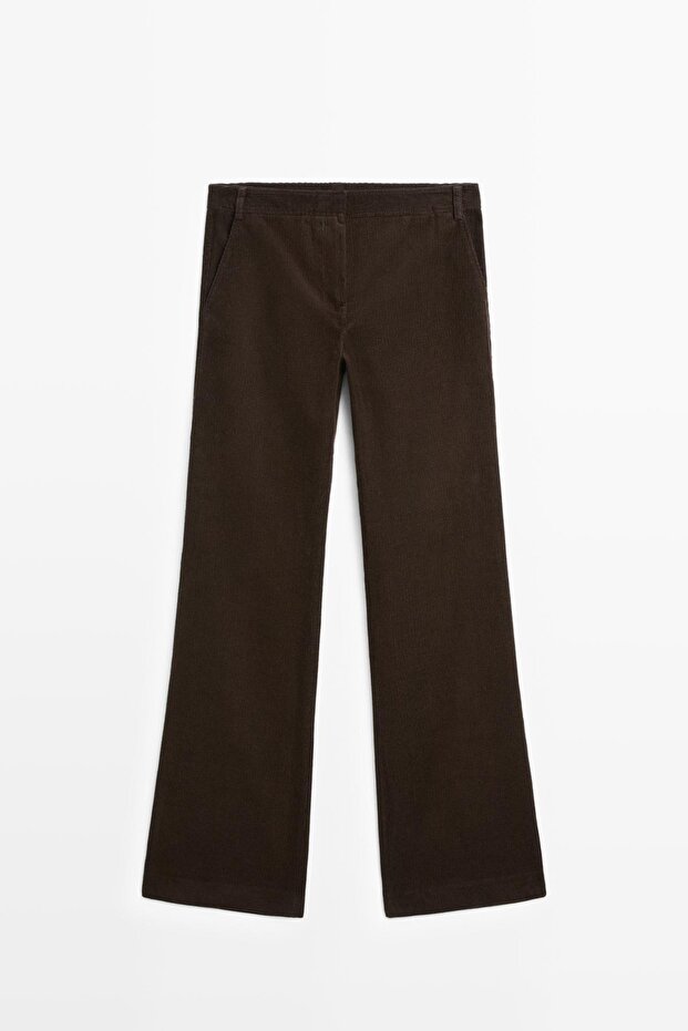 İspanyol paça fitilli kadife pantolon - 5