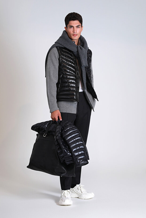 Axel Kaz Tüyü Erkek Yelek Siyah - 4