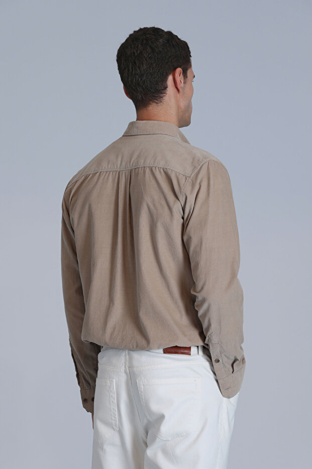 Water Erkek Basic Gömlek Slim Fit Bej - 6