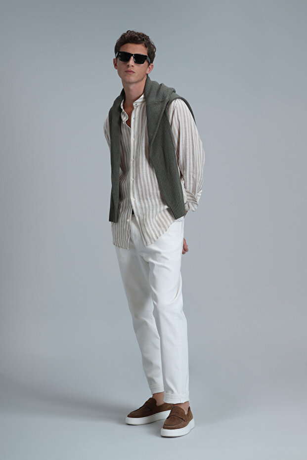 Fast Erkek Basic Gömlek Comfort Fit Bej - 4