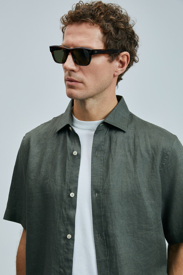 Bert Erkek Basic Gömlek Comfort Fit Haki - 3