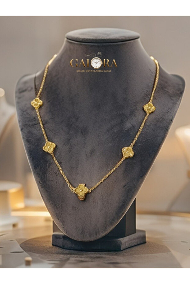 Şans Getiren Yonca Desenli Çelik Kolye – Minimal ve Zamansız Stil - 1