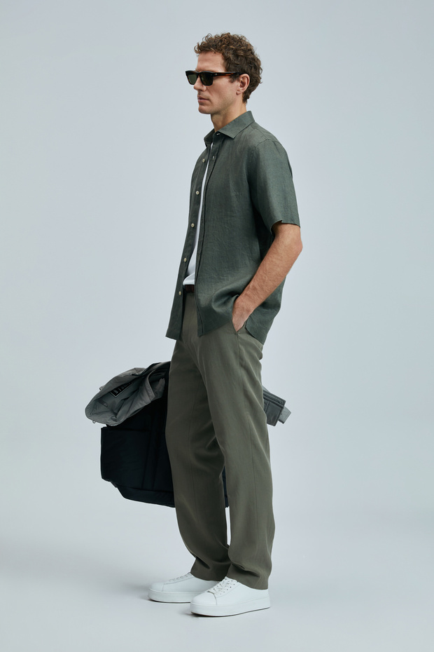 Bert Erkek Basic Gömlek Comfort Fit Haki - 2