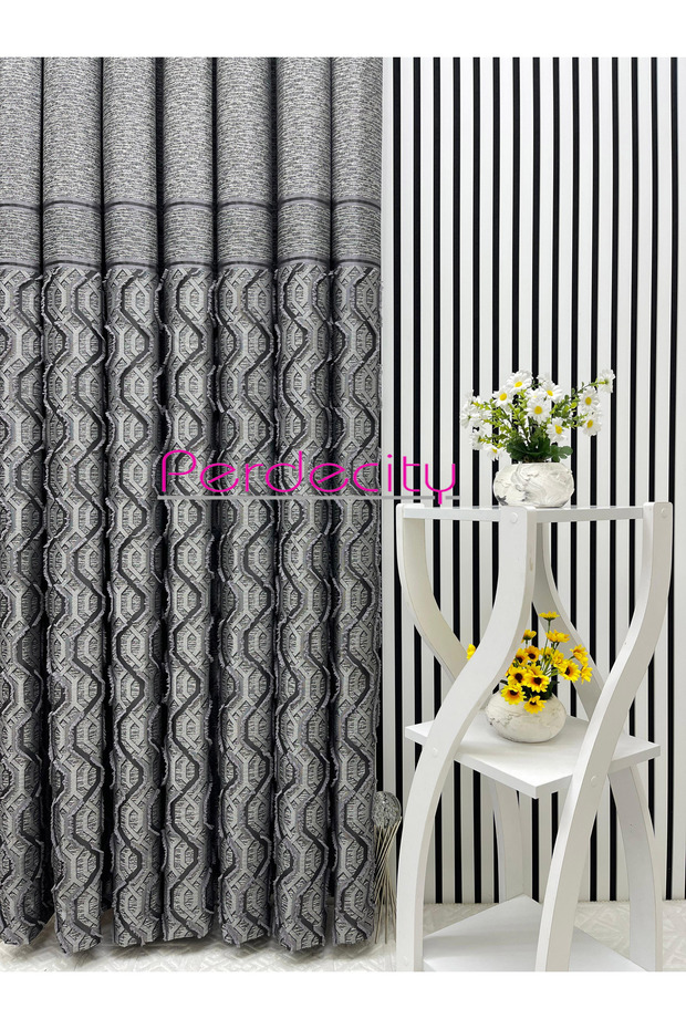 Bohemian Style Seyran Fringed Silver Panel Background Curtain 1X3 Frequent Pleats Suitable for Any Room