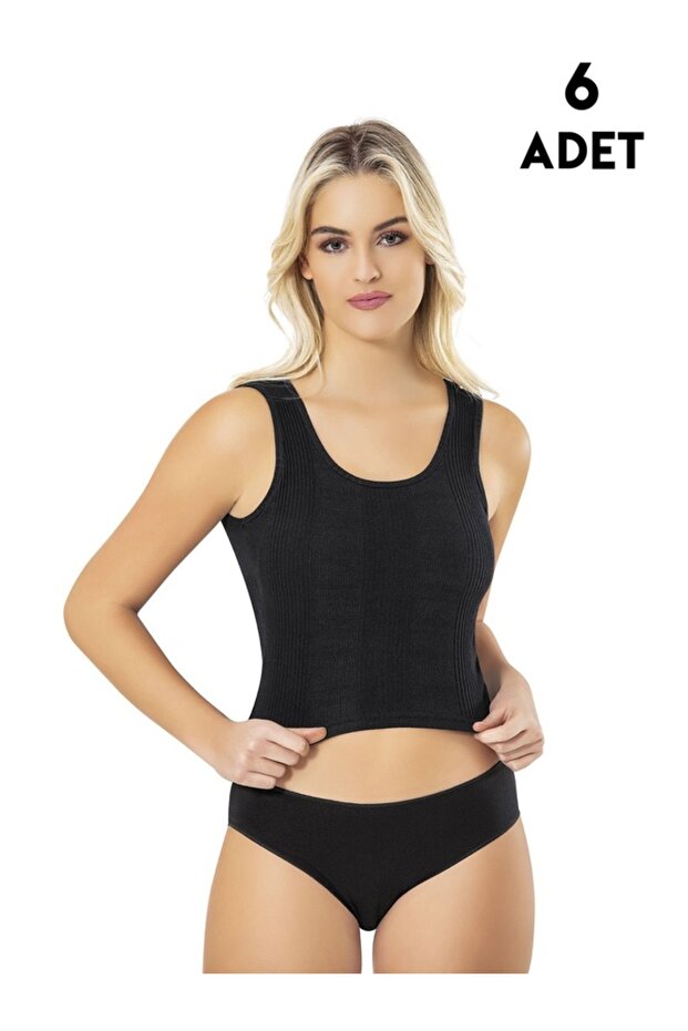6808 Line Report Combed Cotton Camisole with Pads Crop 6-Piece Set