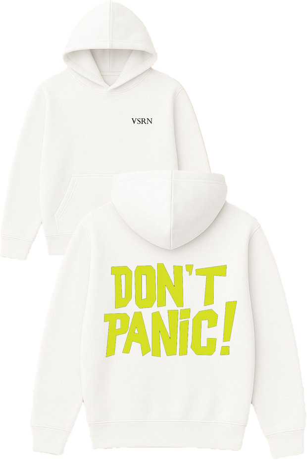 Dont Panic 1 Design مطبوع قصة فضفاضة سويت شيرت أبيض بغطاء رأس