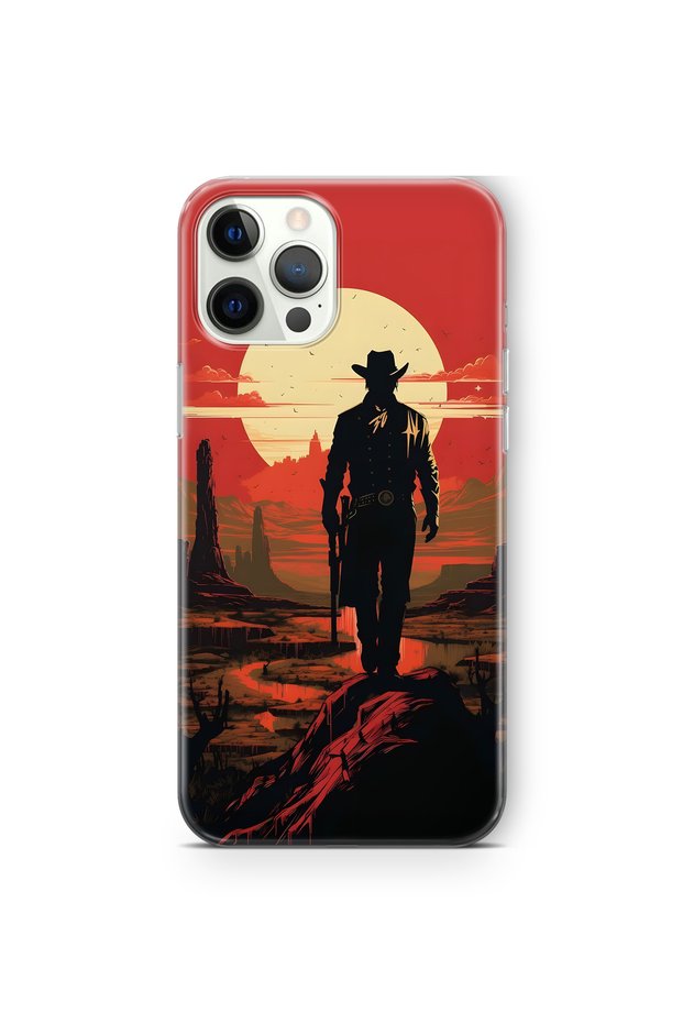 iPhone 12 Pro Max Compatible Cowboy Sunset Pattern Transparent Phone Case